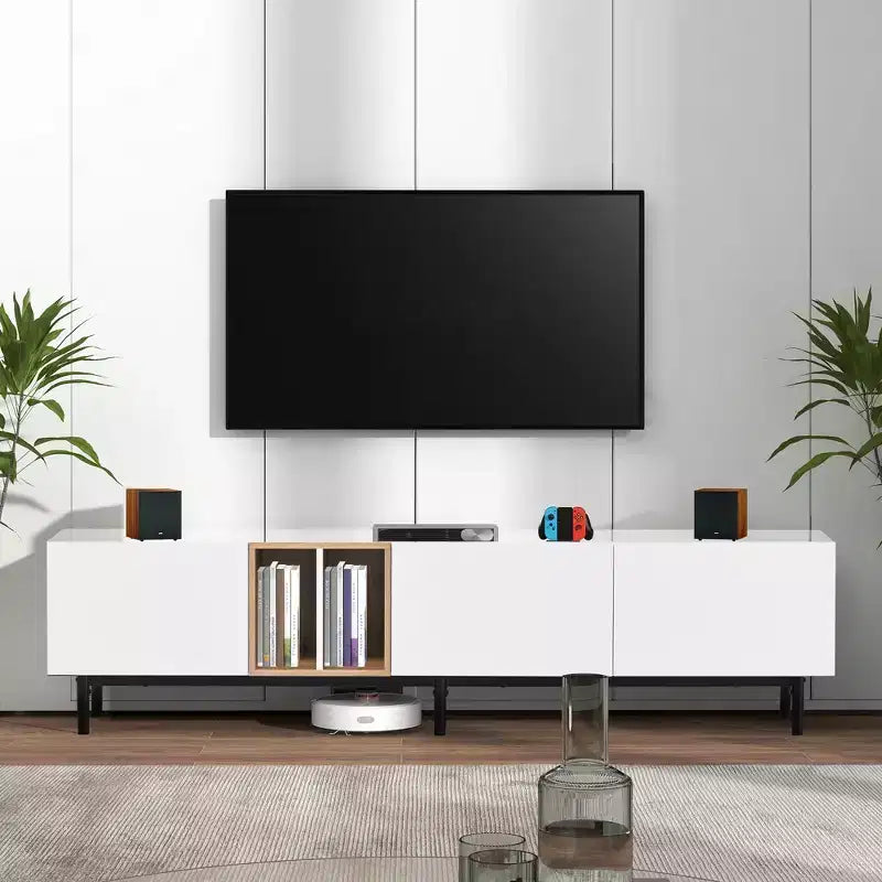 Clihome Modern TV Stand for 80'' TV with 3 Doors, Media Console Table, Entertainment Center with Large Storage Cabinet for Living Room