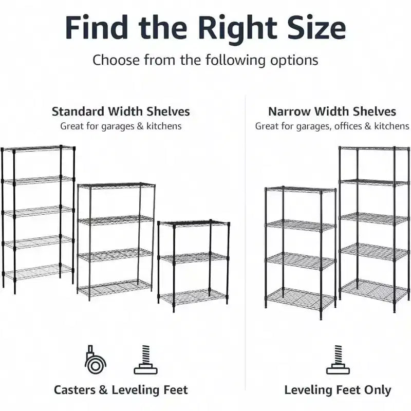 4 - Shelf Heavy Duty Steel Wire Rack Storage Shelving Organizer Kitchen Garage 36 Inch Lx 14 Inch Wx 54 Inch H Black Adjustable