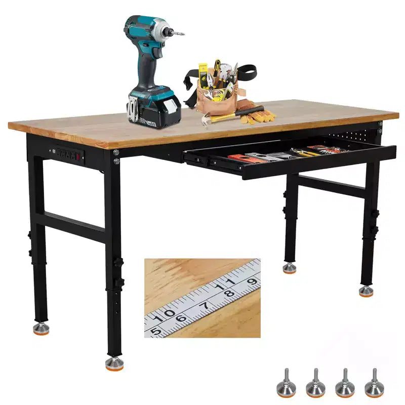 48 Adjustable Workbench with Scale, Pegboard and 6 Hooks, 29.5 - 39.4 Adjustable Height, 2200 LBS Load Capacity Portable Worktable for Workshop