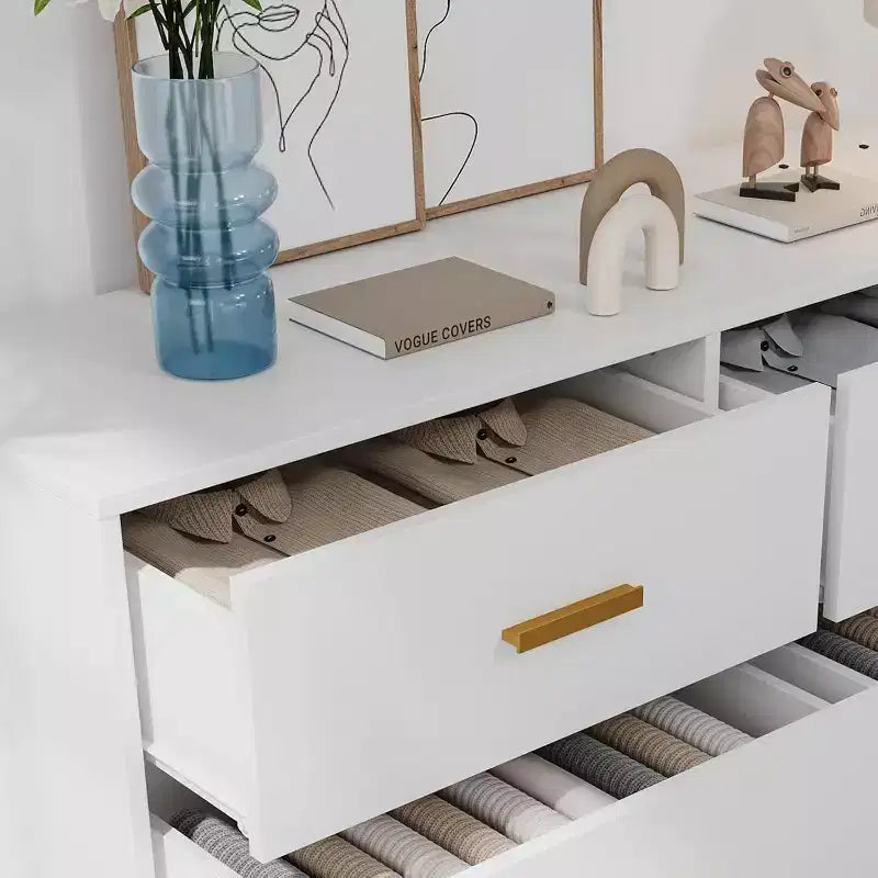 Acekool 6 Drawer Dresser, Modern Chest with Gold Handles and Legs, Storage Cabinet for Bedroom or Living Room