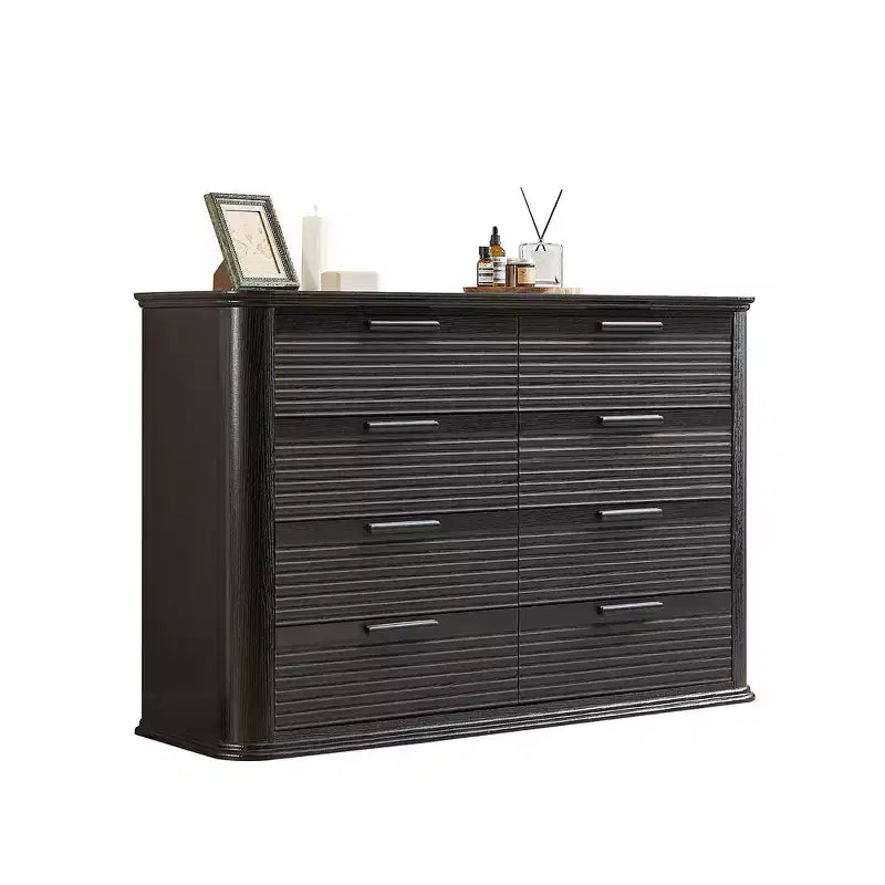 Zeus & Ruta Fluted 52 Modern Wood Dresser with 8 Drawers, Curved Design for Living Room & Hallway Storage