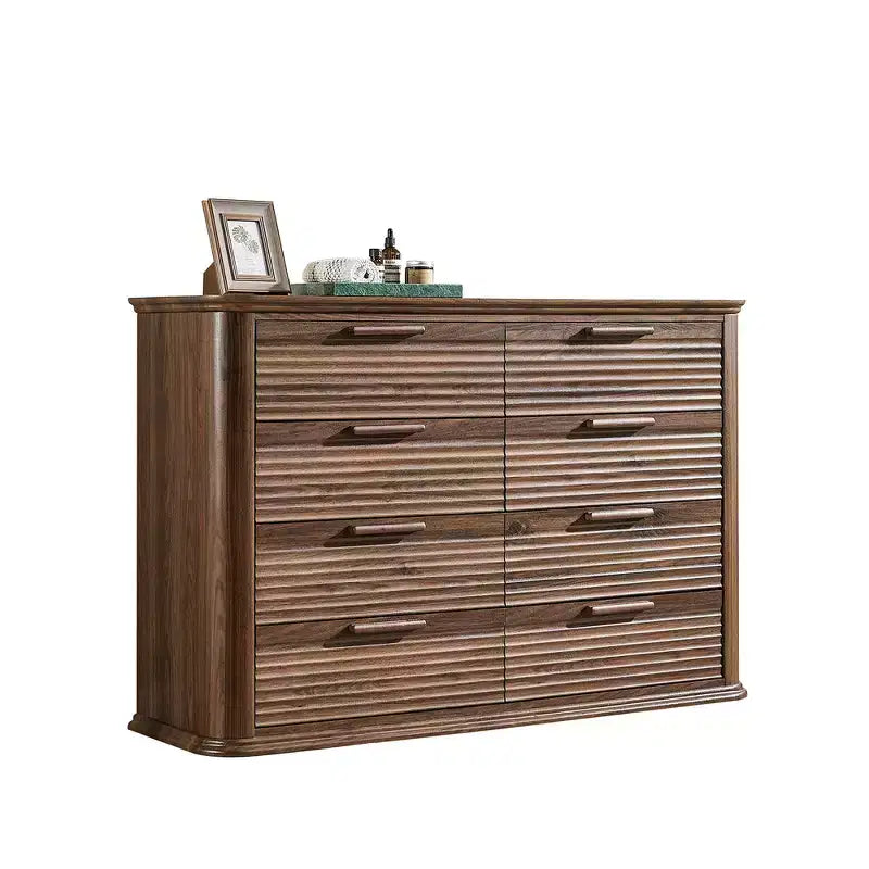 Zeus & Ruta Fluted 52 Modern Wood Dresser with 8 Drawers, Curved Design for Living Room & Hallway Storage