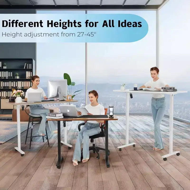 70'' x 27'' Elec-Standing-Desk Adjustable-Height w/Charging Station|Wheels|2 USB Ports|3 Power Outlets f/Home/Office (Wheels additional 2.5)