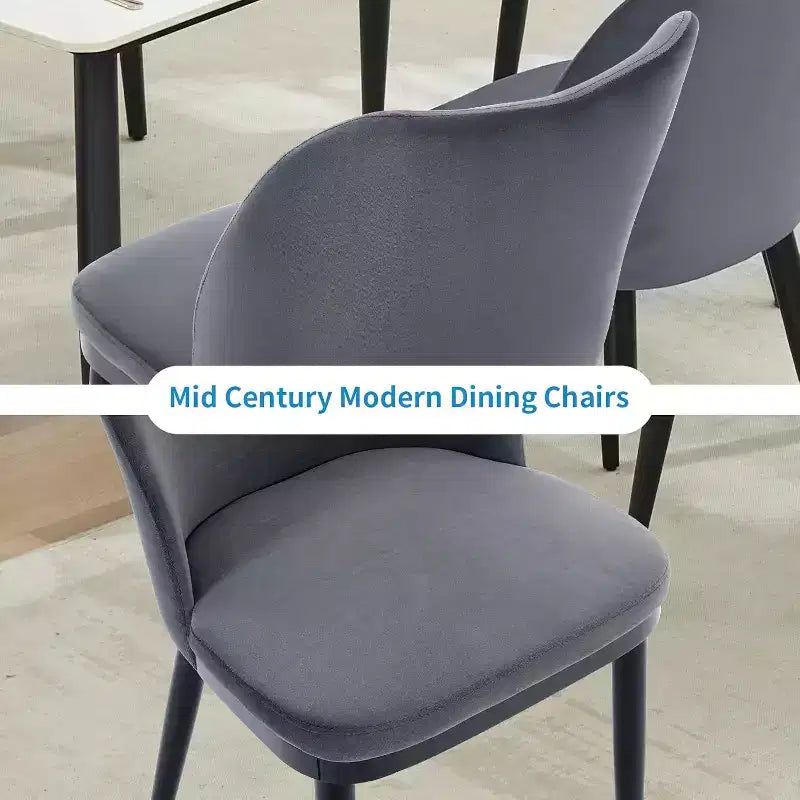 Set of 2 Modern Fabric Dining Chairs: Padded Seat, Wood Legs - Versatile Side Chairs for Kitchen, Dining Room, Restaurant, Cafe & Living Room.