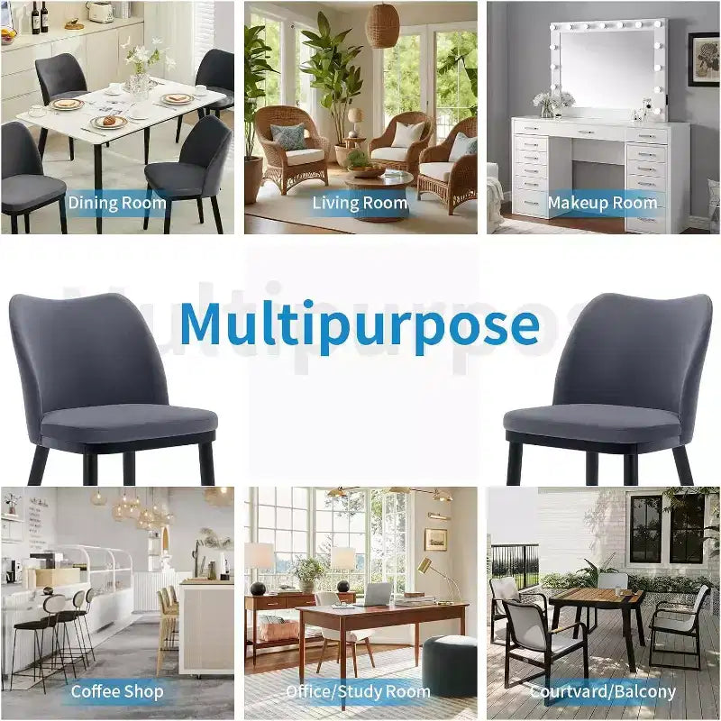 Set of 2 Modern Fabric Dining Chairs: Padded Seat, Wood Legs - Versatile Side Chairs for Kitchen, Dining Room, Restaurant, Cafe & Living Room.