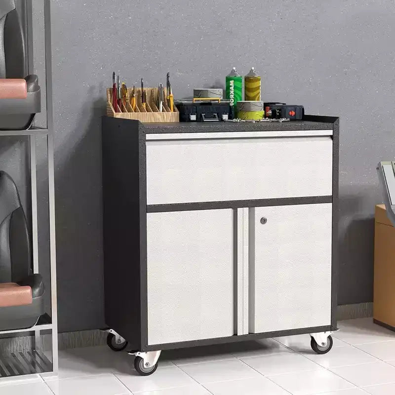 Garvee Rolling Tool Cabinet, Heavy Duty Toolbox with Wheels and Drawers for Garage, Office, Black/Gray