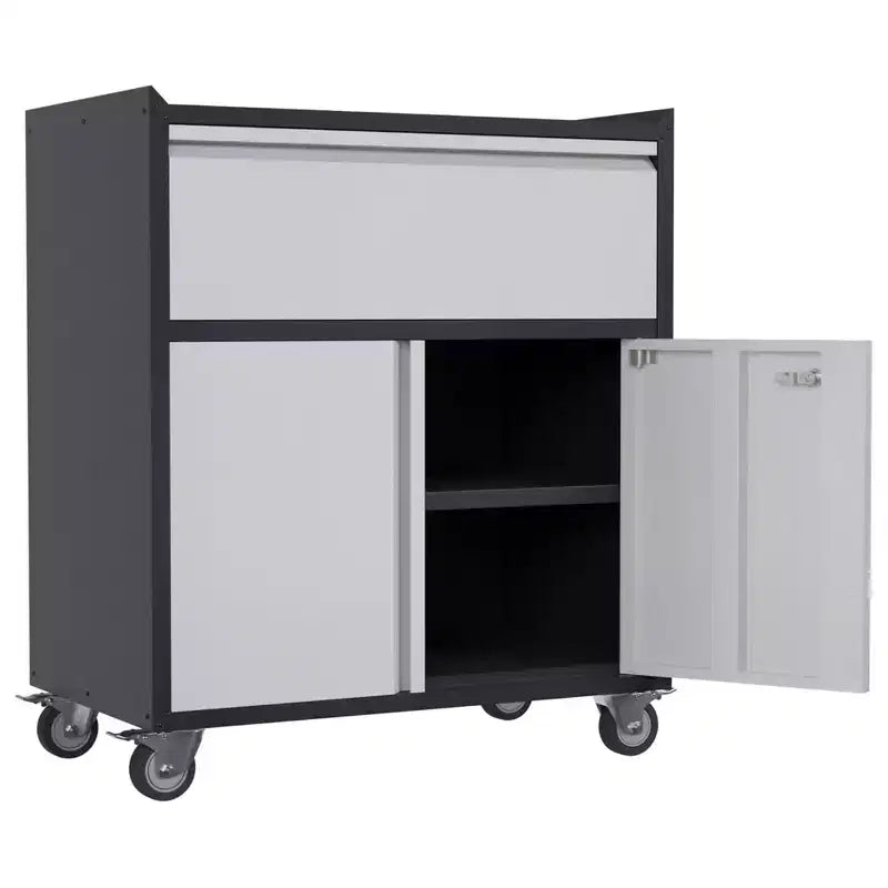 Garvee Rolling Tool Cabinet, Heavy Duty Toolbox with Wheels and Drawers for Garage, Office, Black/Gray