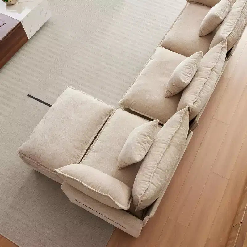 Acekool Oversized L Shaped Sectional Sofa, Modular Chenille 3 Seater Couch with Deep Seat and Ottoman, Comfy Convertible Sofa for Living Room