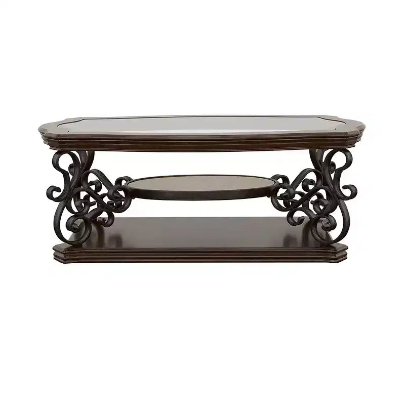 Coaster,Laney 1-shelf Glass Top Rectangular Coffee Table Deep Merlot