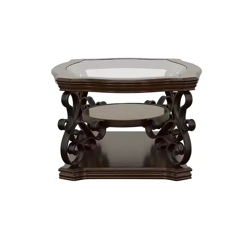 Coaster,Laney 1-shelf Glass Top Rectangular Coffee Table Deep Merlot