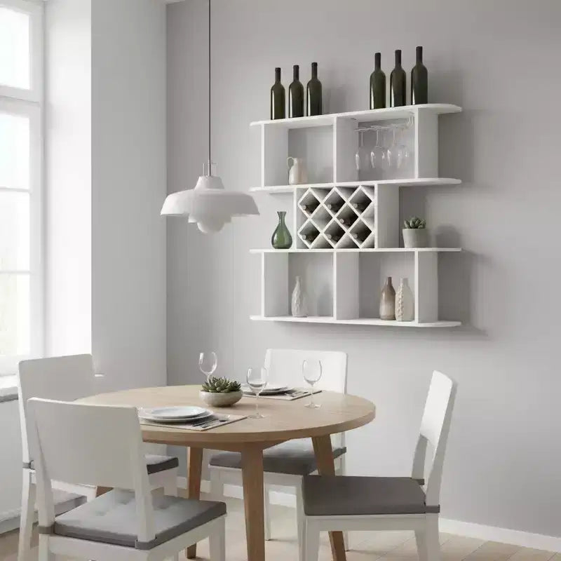Homy Casa Large Wall-Mounted 3-Tier Wine Rack with Bottle Storage and Display Shelves
