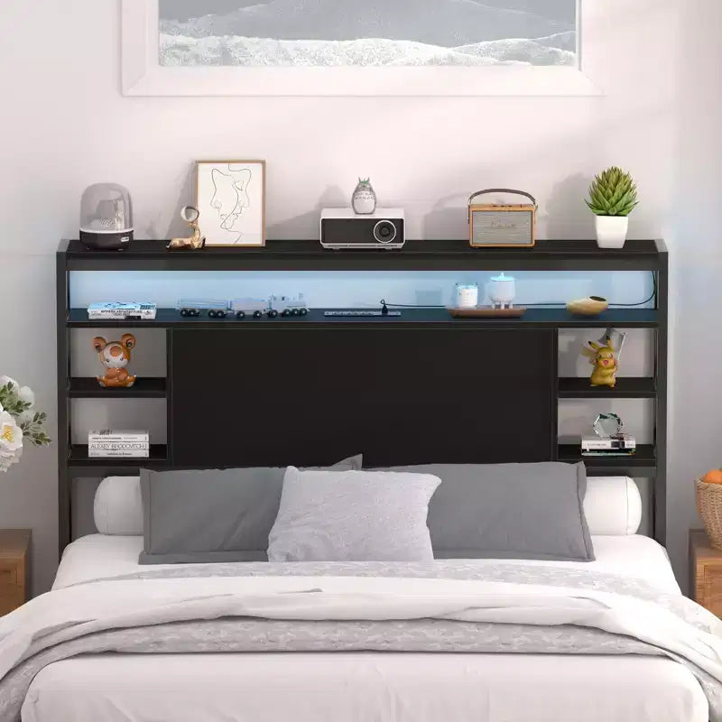 Besiost Upholstered Headboard with Storage Bags