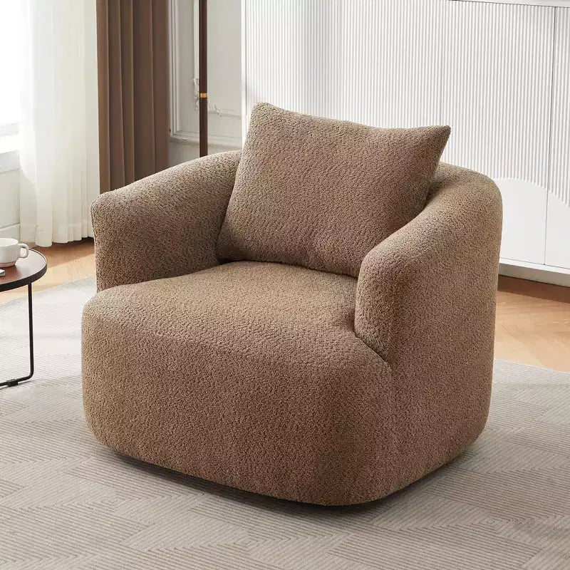 TUYOHW 38.2 Swivel Barrel Chair,Upholstered Accent Sofa Chair with Pocket Springs,Deep Seat,Throw Pillow,Lounge Chair for Living Room,Bedroom