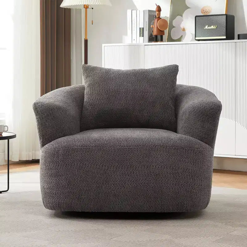 TUYOHW 38.2 Swivel Barrel Chair,Upholstered Accent Sofa Chair with Pocket Springs,Deep Seat,Throw Pillow,Lounge Chair for Living Room,Bedroom