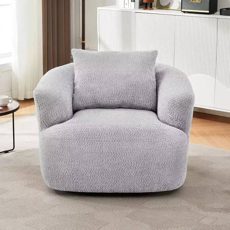 TUYOHW 38.2 Swivel Barrel Chair,Upholstered Accent Sofa Chair with Pocket Springs,Deep Seat,Throw Pillow,Lounge Chair for Living Room,Bedroom