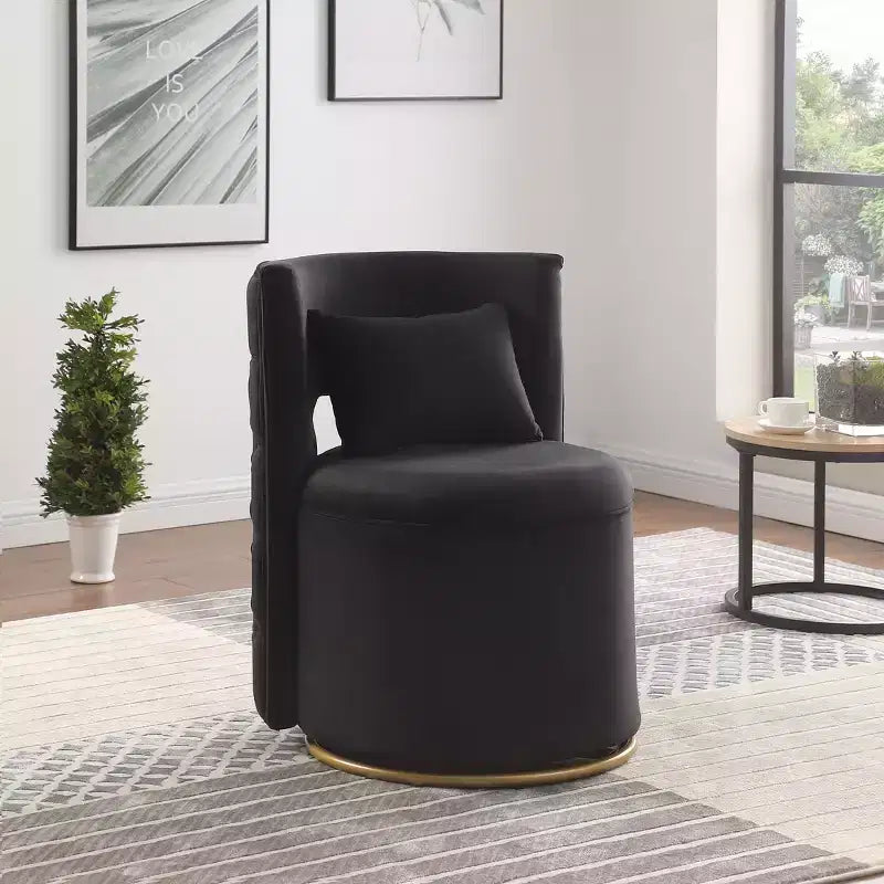 TUYOHW Swivel Accent Chair,Velvet Upholstered Curved Chair with Gold Metal Base,Storage Function,Lounge Chair for Living Room,Nursery,Bedroom
