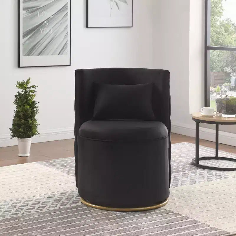 TUYOHW Swivel Accent Chair,Velvet Upholstered Curved Chair with Gold Metal Base,Storage Function,Lounge Chair for Living Room,Nursery,Bedroom