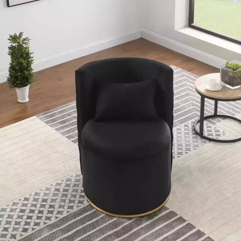 TUYOHW Swivel Accent Chair,Velvet Upholstered Curved Chair with Gold Metal Base,Storage Function,Lounge Chair for Living Room,Nursery,Bedroom