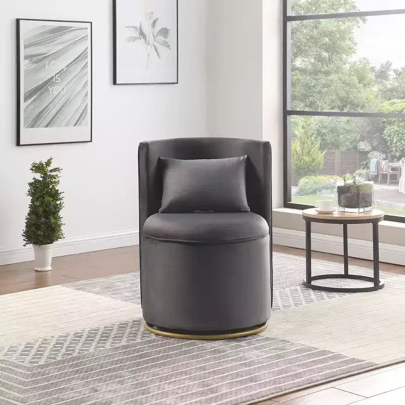 TUYOHW Swivel Accent Chair,Velvet Upholstered Curved Chair with Gold Metal Base,Storage Function,Lounge Chair for Living Room,Nursery,Bedroom