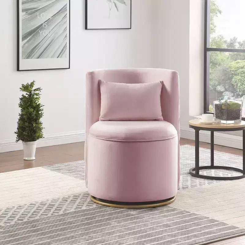 TUYOHW Swivel Accent Chair,Velvet Upholstered Curved Chair with Gold Metal Base,Storage Function,Lounge Chair for Living Room,Nursery,Bedroom