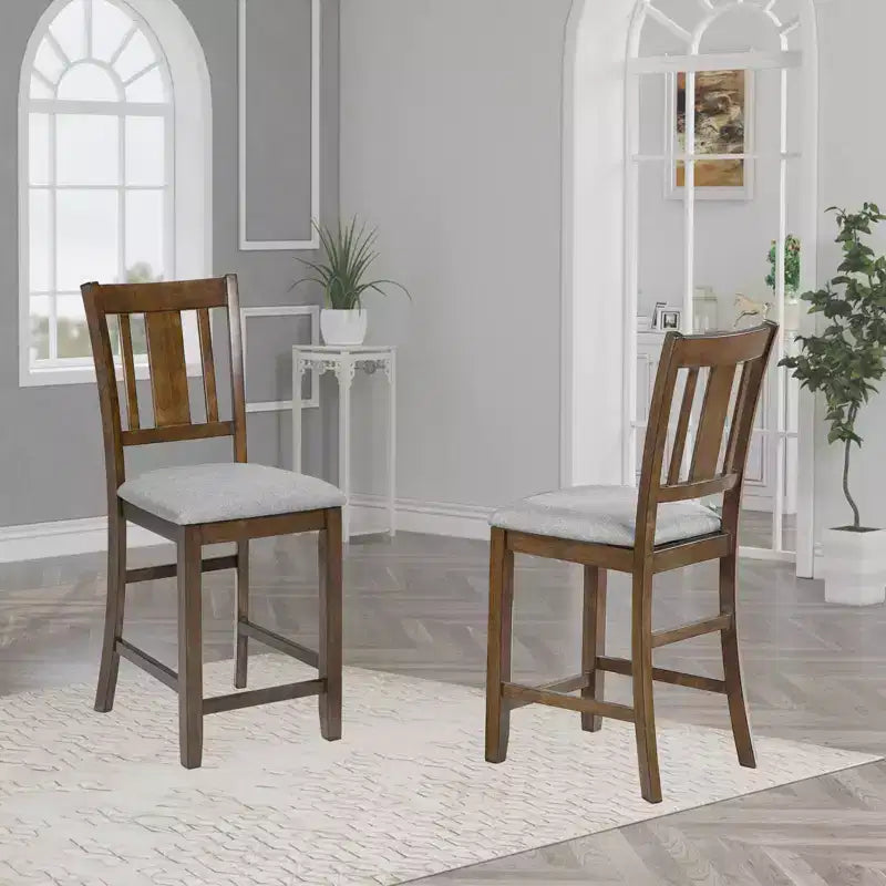 MAYEERTY Set of 4 Wooden Counter Height Chairs, Padded Upholstered Seat, Dining Room Kitchen, Gray