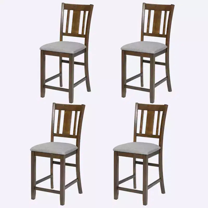 MAYEERTY Set of 4 Wooden Counter Height Chairs, Padded Upholstered Seat, Dining Room Kitchen, Gray