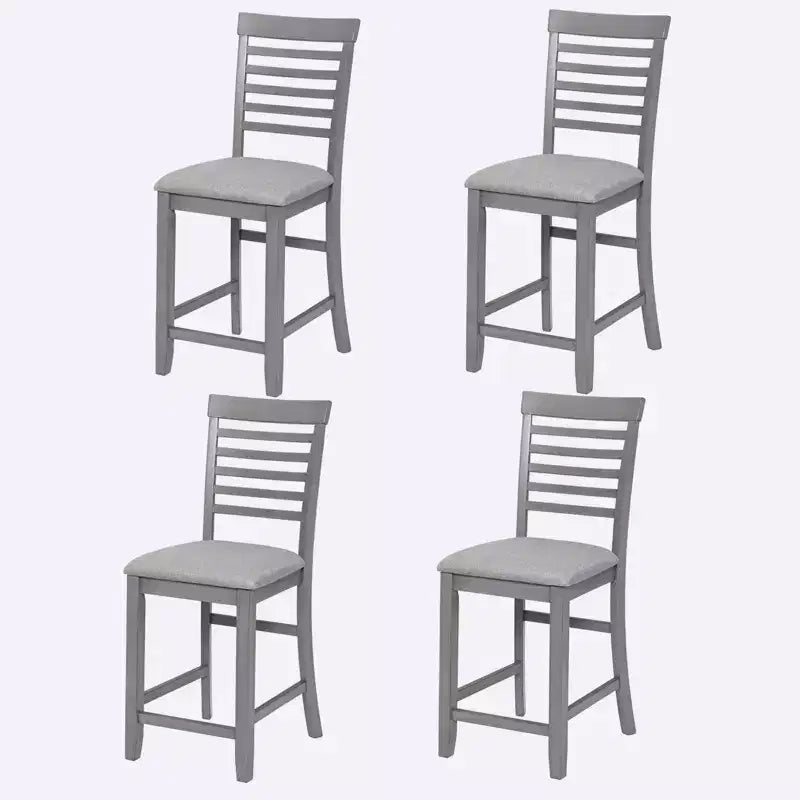 MAYEERTY Set of 4 Wooden Counter Height Chairs, Padded Upholstered Seat, Dining Room Kitchen, Gray