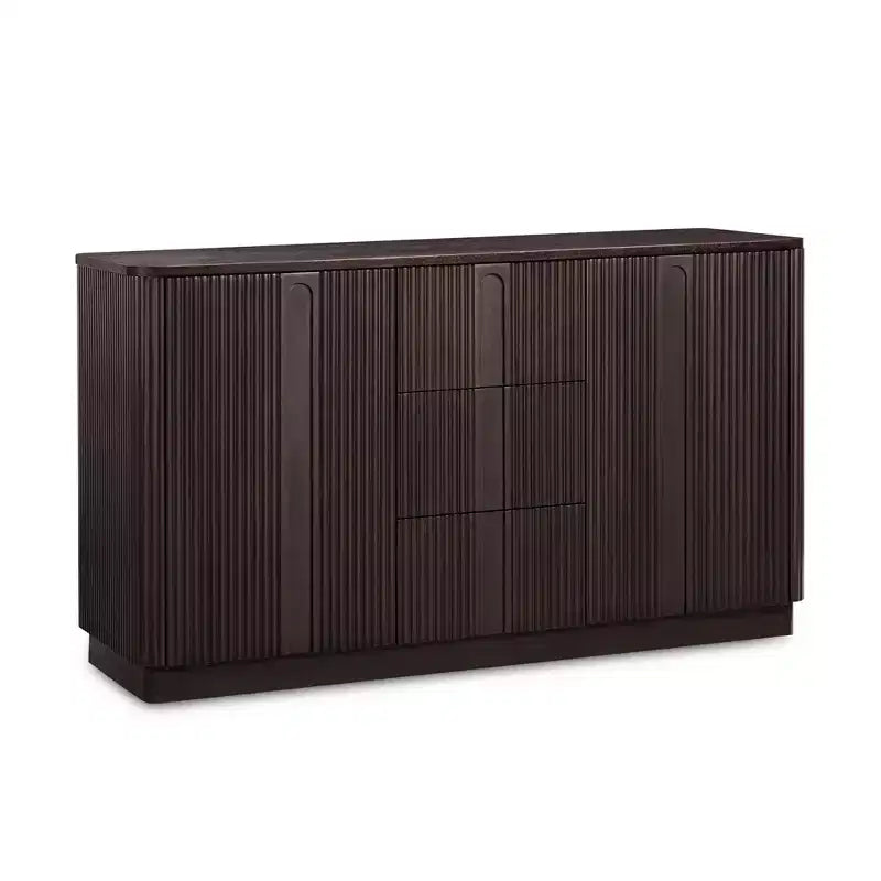 Teamson Home Potomac Modern Boho Solid Wood Sideboard with 3 Drawers, 2 Doors, Adjustable Shelf, & Push to Open Storage