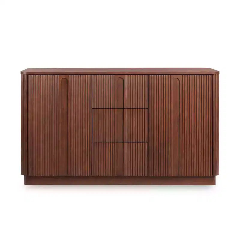 Teamson Home Potomac Modern Boho Solid Wood Sideboard with 3 Drawers, 2 Doors, Adjustable Shelf, & Push to Open Storage