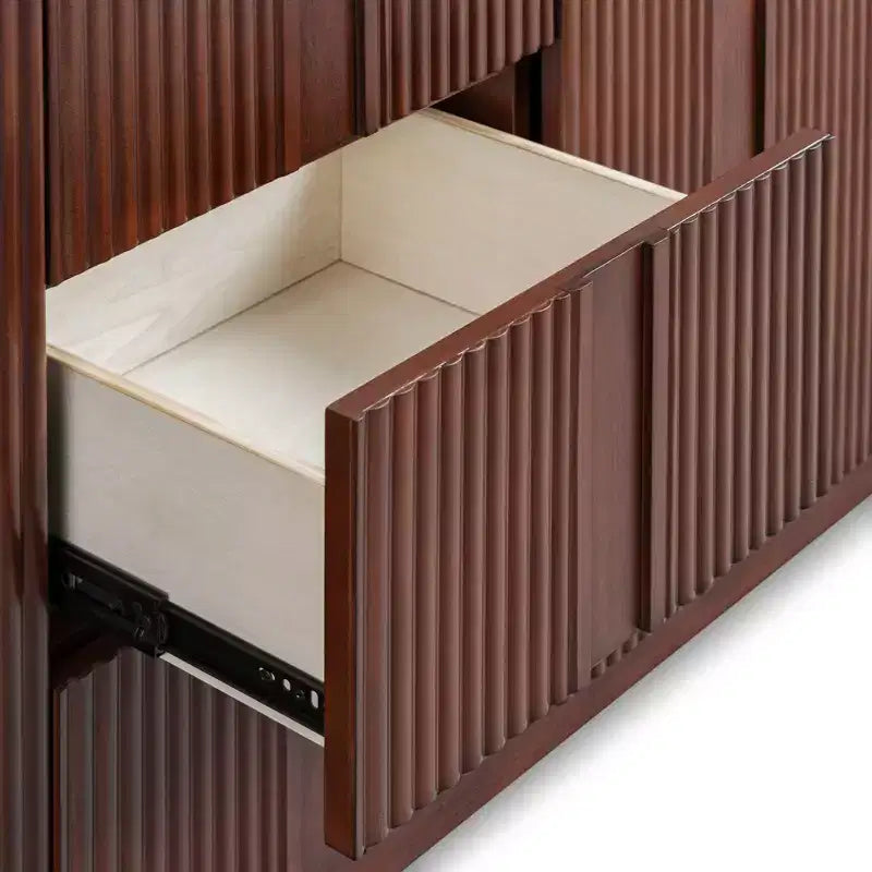 Teamson Home Potomac Modern Boho Solid Wood Sideboard with 3 Drawers, 2 Doors, Adjustable Shelf, & Push to Open Storage