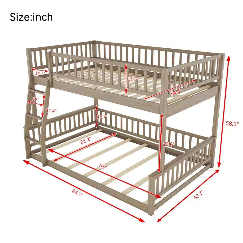 GDFStudio Carol Guardrails and Convertible Design Wood Bunk Bed with Ladder