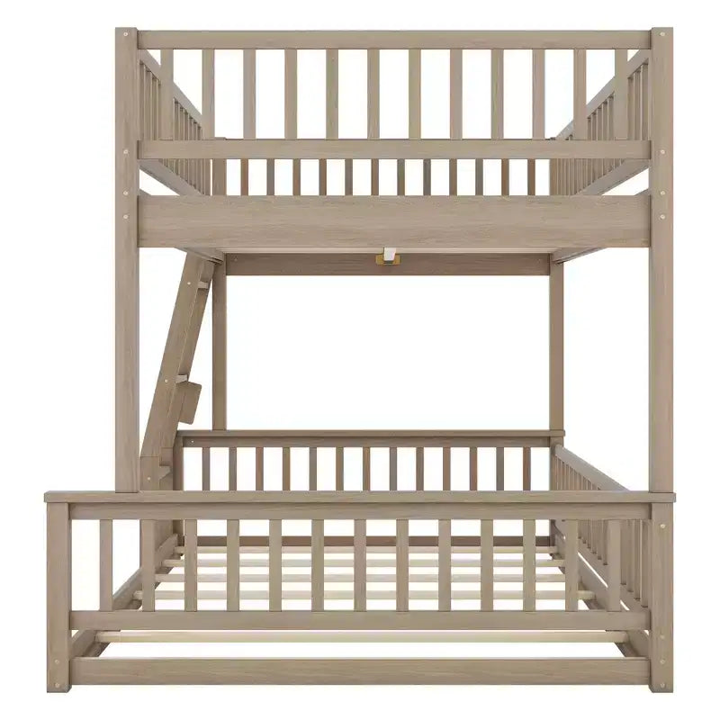 GDFStudio Carol Guardrails and Convertible Design Wood Bunk Bed with Ladder