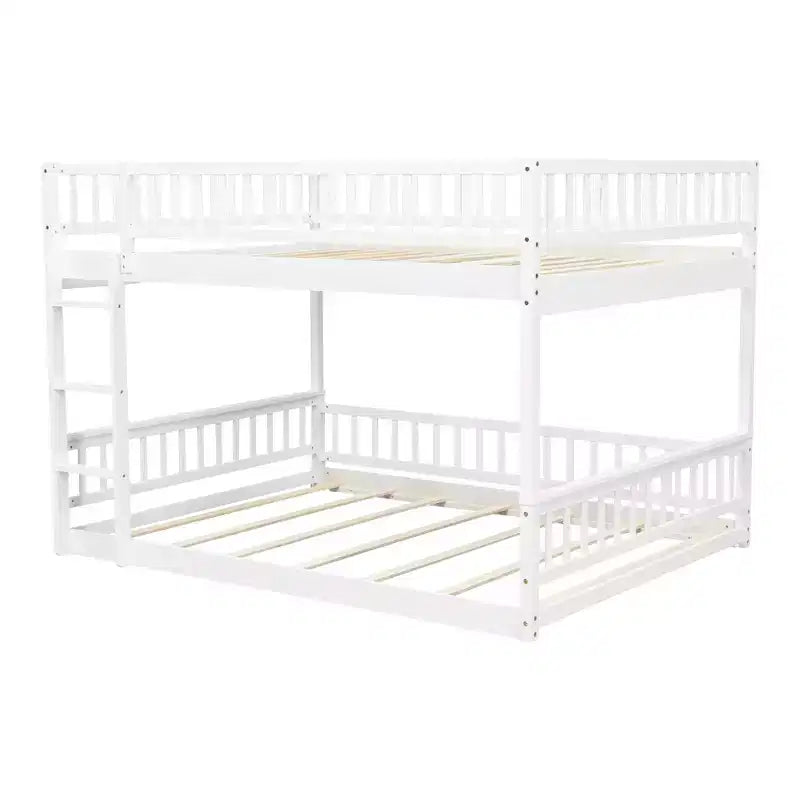 GDFStudio Carol Guardrails and Convertible Design Wood Bunk Bed with Ladder