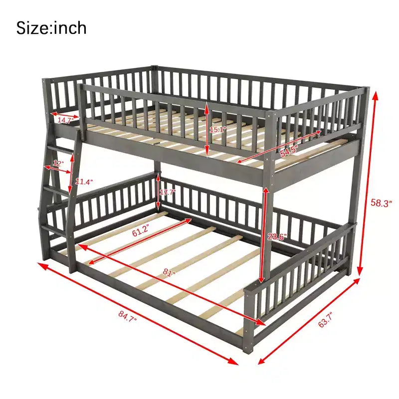 GDFStudio Carol Guardrails and Convertible Design Wood Bunk Bed with Ladder
