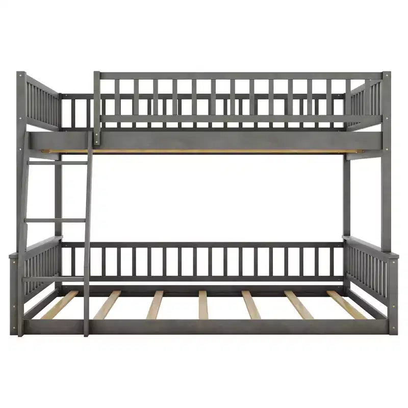 GDFStudio Carol Guardrails and Convertible Design Wood Bunk Bed with Ladder