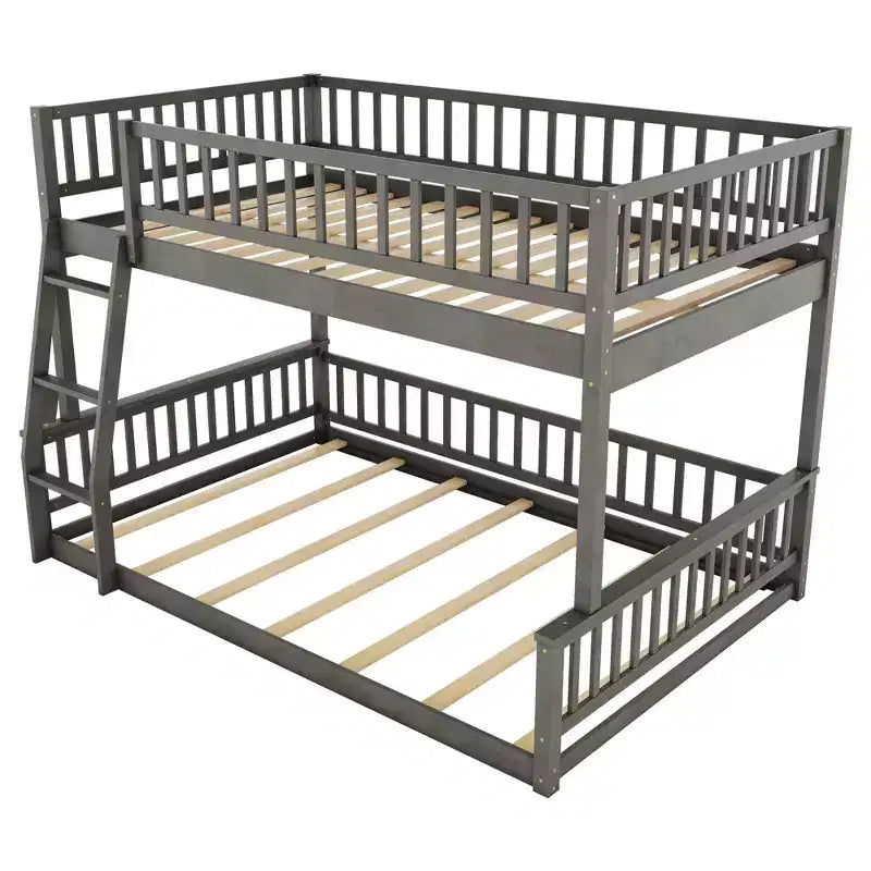 GDFStudio Carol Guardrails and Convertible Design Wood Bunk Bed with Ladder