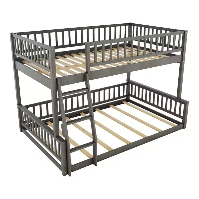 GDFStudio Carol Guardrails and Convertible Design Wood Bunk Bed with Ladder
