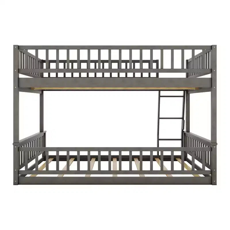 GDFStudio Carol Guardrails and Convertible Design Wood Bunk Bed with Ladder