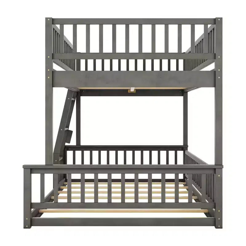 GDFStudio Carol Guardrails and Convertible Design Wood Bunk Bed with Ladder