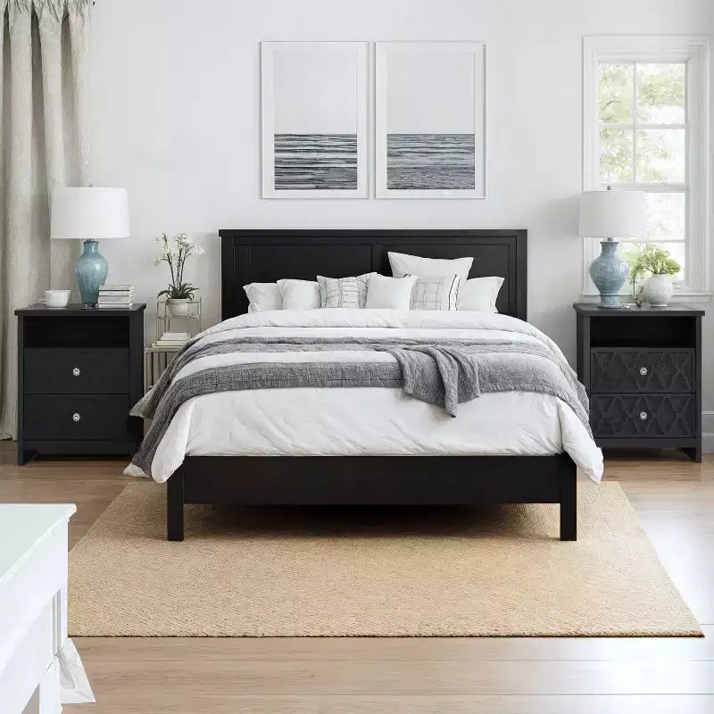 Galano Modern 2-Drawer Nightstands with Storage Shelf Set of 2 22.8 W  15.7 D  26.8 H