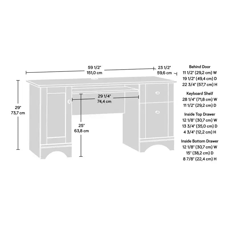 GDFStudio Elmsford 59.5 Home Office Computer Desk with Keyboard Tray