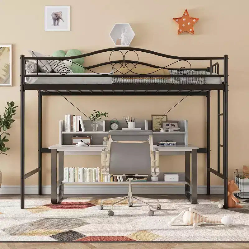 Bunk Bed Twin Over Twin, Twin Bunk Bed with Ladde & Full-Length Guardrails, Heavy Duty Metal 400 LBS Weight Capacity, Space-Saving Design