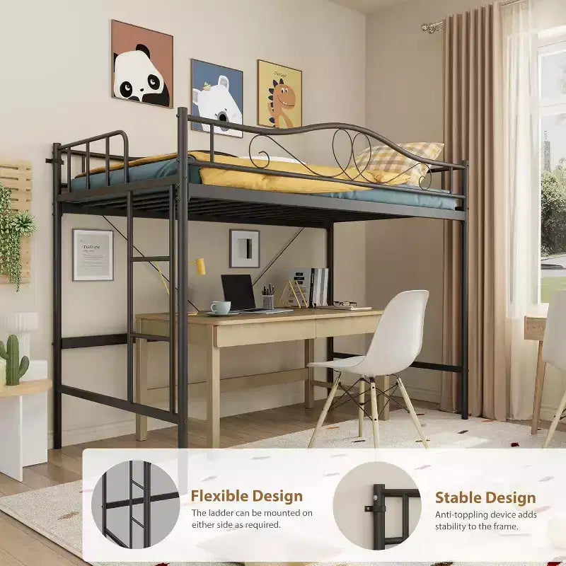 Bunk Bed Twin Over Twin, Twin Bunk Bed with Ladde & Full-Length Guardrails, Heavy Duty Metal 400 LBS Weight Capacity, Space-Saving Design