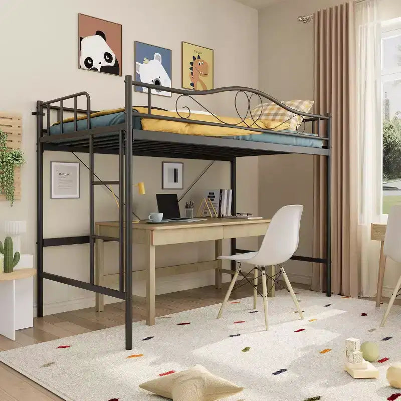 Bunk Bed Twin Over Twin, Twin Bunk Bed with Ladde & Full-Length Guardrails, Heavy Duty Metal 400 LBS Weight Capacity, Space-Saving Design