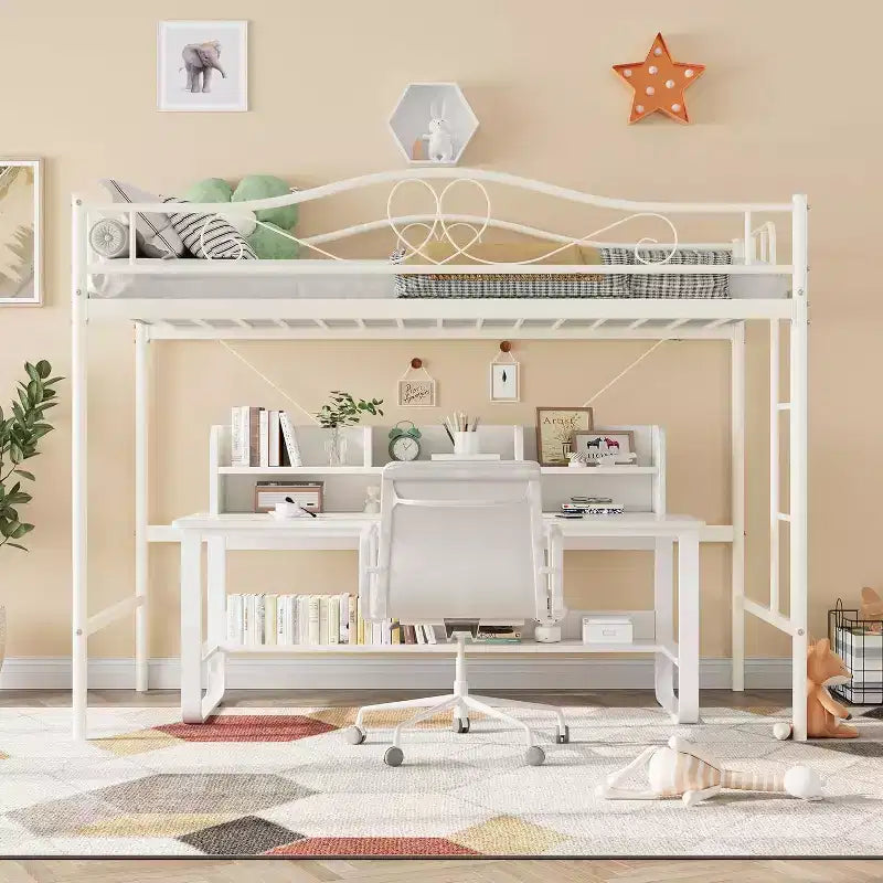 Bunk Bed Twin Over Twin, Twin Bunk Bed with Ladde & Full-Length Guardrails, Heavy Duty Metal 400 LBS Weight Capacity, Space-Saving Design