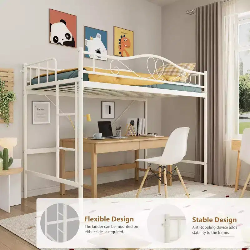 Bunk Bed Twin Over Twin, Twin Bunk Bed with Ladde & Full-Length Guardrails, Heavy Duty Metal 400 LBS Weight Capacity, Space-Saving Design