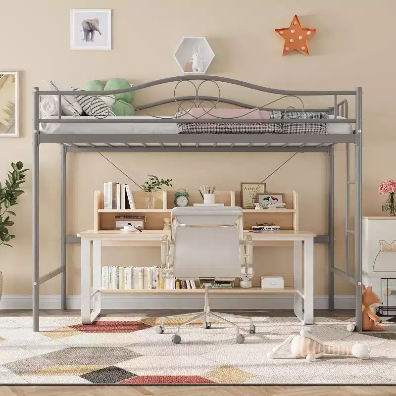 Bunk Bed Twin Over Twin, Twin Bunk Bed with Ladde & Full-Length Guardrails, Heavy Duty Metal 400 LBS Weight Capacity, Space-Saving Design