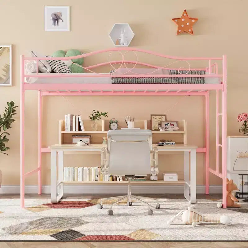 Bunk Bed Twin Over Twin, Twin Bunk Bed with Ladde & Full-Length Guardrails, Heavy Duty Metal 400 LBS Weight Capacity, Space-Saving Design