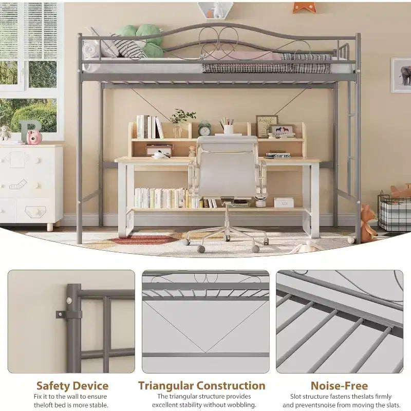 Bunk Bed Twin Over Twin, Twin Bunk Bed with Ladde & Full-Length Guardrails, Heavy Duty Metal 400 LBS Weight Capacity, Space-Saving Design