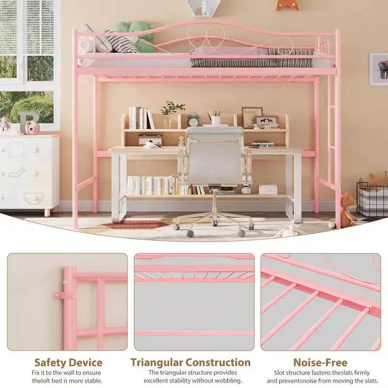 Bunk Bed Twin Over Twin, Twin Bunk Bed with Ladde & Full-Length Guardrails, Heavy Duty Metal 400 LBS Weight Capacity, Space-Saving Design